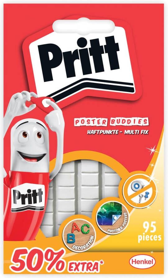 Pritt Buddies dubbelzijdige kleefpad poster blister à 95 stuks 50% gratis