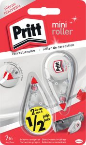 Pritt mini correctieroller blister met 2 stuks waarvan 2de aan halve prijs