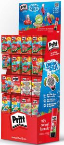 Pritt plakstiften correctierollers en kneedlijm Poster Buddies display van 160 stuks