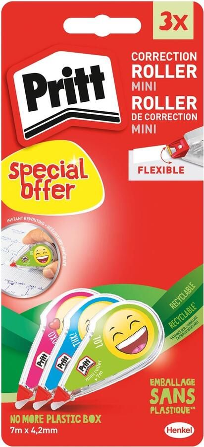 Pritt Correctieroller mini flex 4 2mmx7m Emoji blister 2+1 gratis