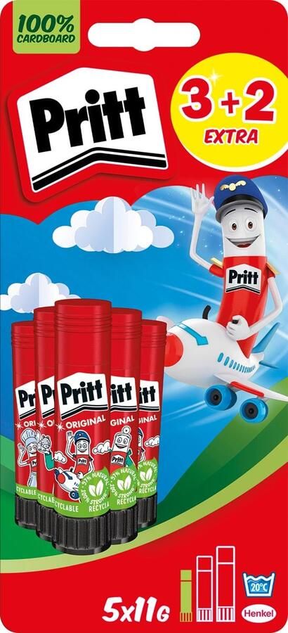 Pritt Original plakstift 11 g 3 + 2 gratis op blister