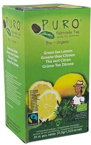 Puro Bio thee Citroen groene thee fairtrade pak van 25 zakjes