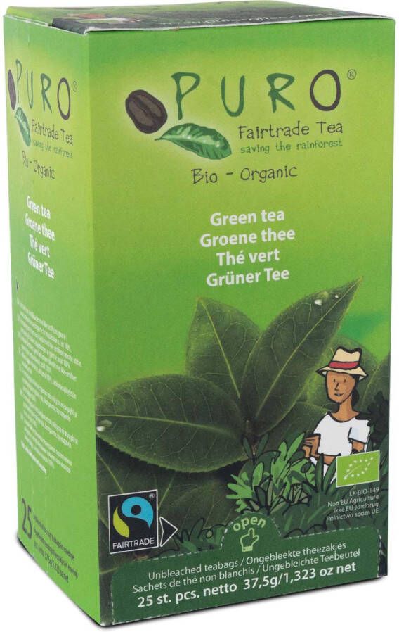 Puro Bio thee groene thee fairtrade pak van 25 zakjes