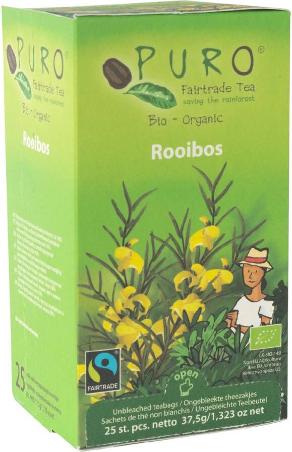 Puro Bio thee rooibos fairtrade pak van 25 zakjes