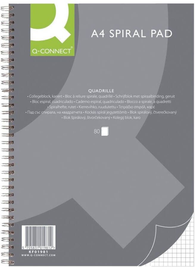 Q-CONNECT collegeblok ft A4 80 vel geruit 5 mm