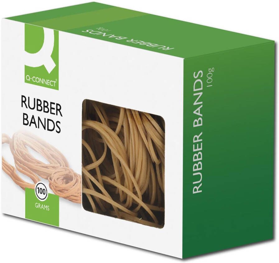 Q-CONNECT elastieken breedte 1 5 mm lengte 80 mm nr 18 doosje van 100 g