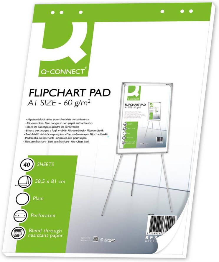 Q-CONNECT flip-overblok ft 585 x 810 mm 60 g m² blanco 40 vel