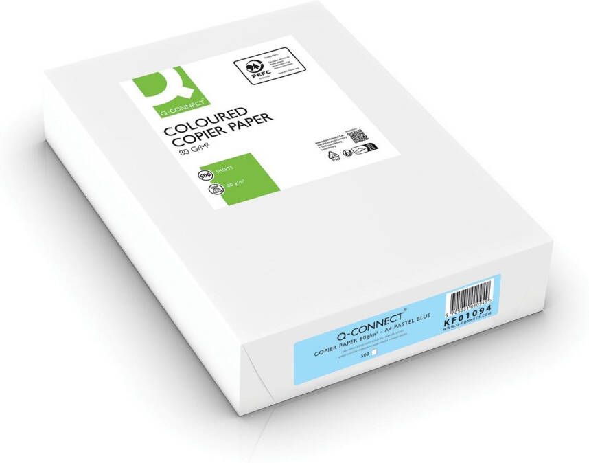 Q-CONNECT gekleurd kopieerpapier A4 80g pak van 500 vel lichtblauw