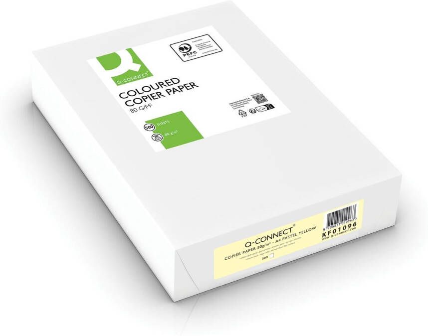 Q-CONNECT gekleurd kopieerpapier A4 80g pak van 500 vel lichtgeel