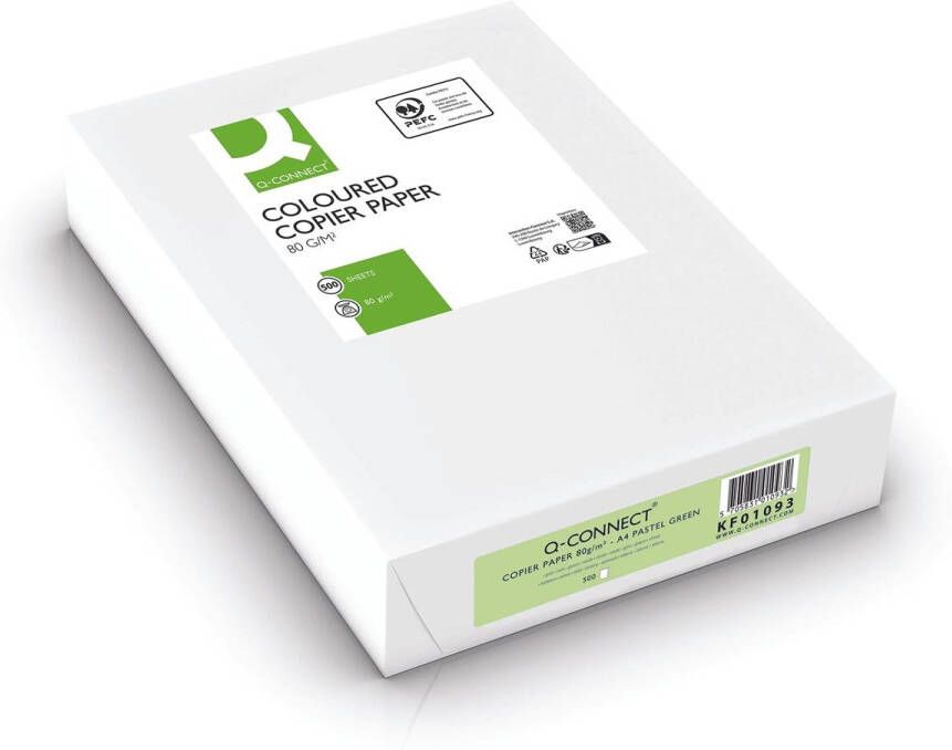 Q-CONNECT gekleurd kopieerpapier A4 80g pak van 500 vel lichtgroen