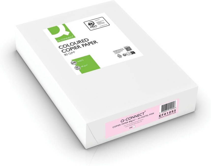Q-CONNECT gekleurd kopieerpapier A4 80g pak van 500 vel roze