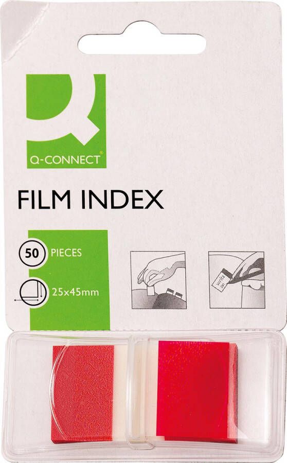 Q-CONNECT index ft 25 x 45 mm 50 tabs rood