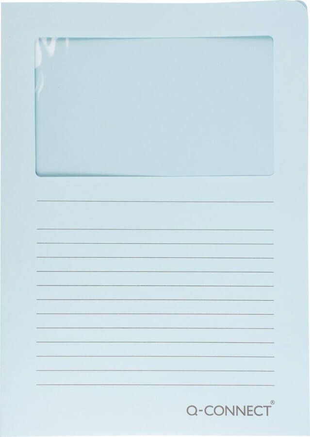 Q-CONNECT L-map met venster 120 g m² A4 pak van 100 stuks lichtblauw