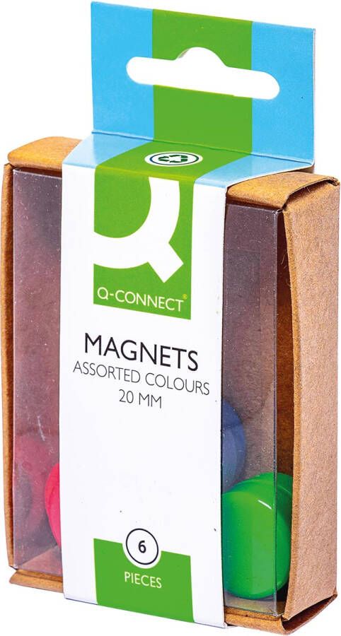 Q-CONNECT magneten 20 mm geassorteerde kleuren doos van 6 stuks