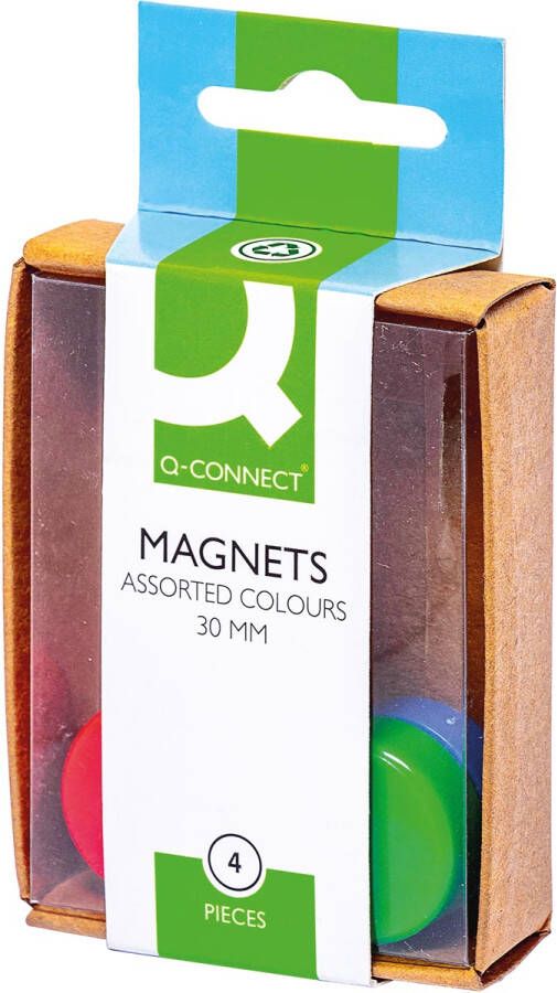 Q-CONNECT magneten 25 mm geassorteerde kleuren doos van 4 stuks