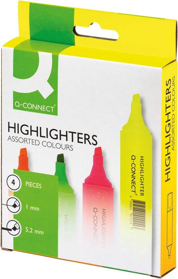 Q-Connect Q Connect markeerstift geassorteerde kleuren etui van 4 stuks