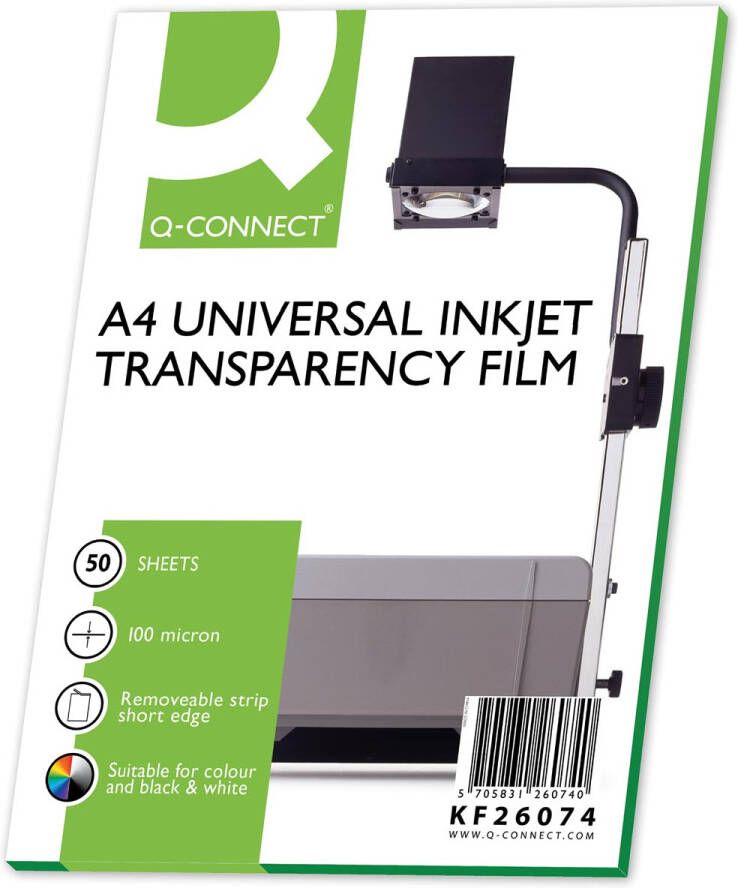 Q-CONNECT overhead transparanten voor inkjetprinter ft A4 pak van 50 vel