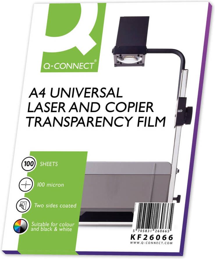 Q-CONNECT overhead transparanten voor laserprinter ft A4 pak van 100 vel