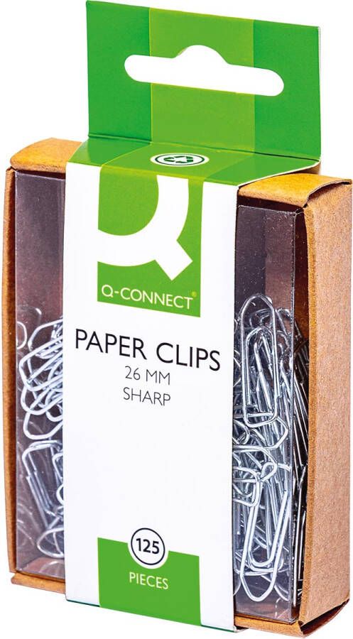 Q-CONNECT papierklemmen 26 mm doos van 125 stuks ophangbaar