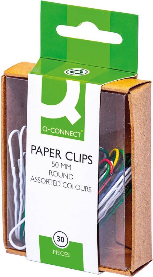 Q-CONNECT papierklemmen 50 mm gekleurd doos van 30 stuks ophangbaar