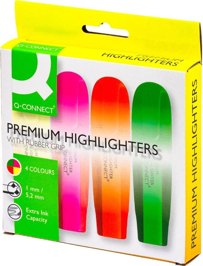 Q-Connect Q Connect Premium markeerstift geassorteerde kleuren pak van 4 stuks
