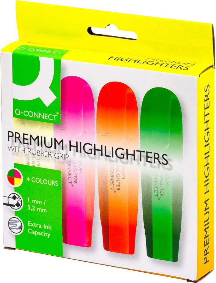 Q-CONNECT Premium markeerstift geassorteerde kleuren pak van 4 stuks