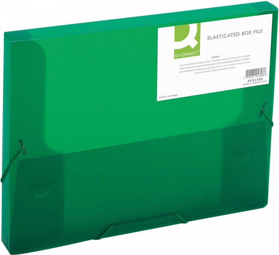 Q-CONNECT elastobox met elastieken A4 rug 25 mm groen