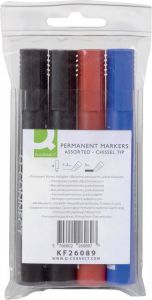 Q-Connect Q Connect permanente marker schuine punt geassorteerde kleuren etui van 4 stuks