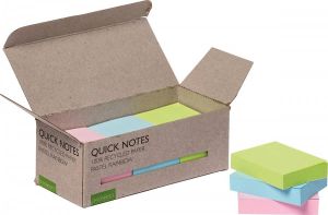 Q-CONNECT Quick Notes Recycled pastel ft 38 x 51 mm 100 vel doos van 12 stuks in geassorteerde kleuren