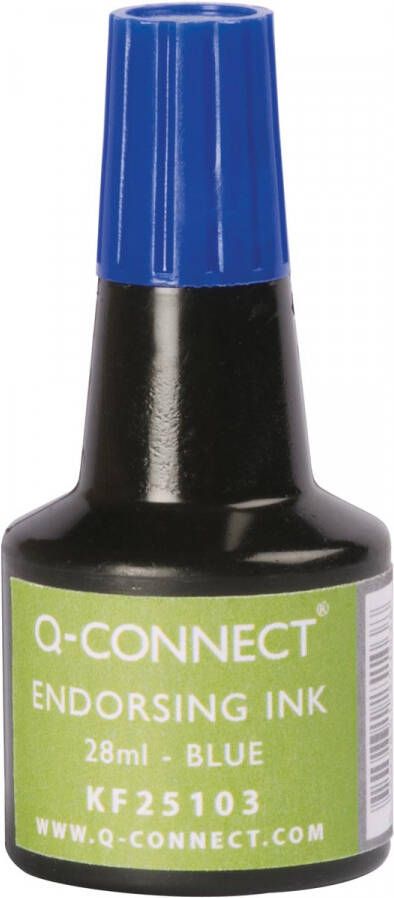 Q-CONNECT stempelinkt flesje van 28 ml blauw