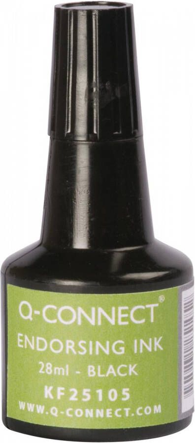 Q-CONNECT stempelinkt flesje van 28 ml zwart