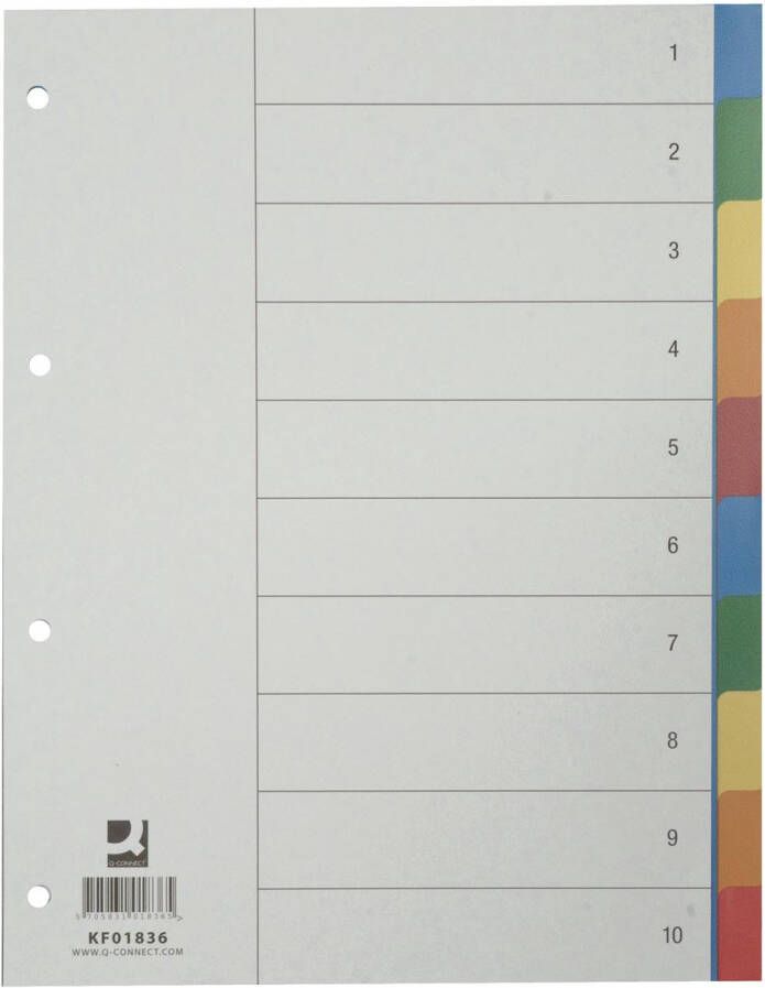 Q-CONNECT tabbladen set 1-10 met indexblad ft A4 geassorteerde kleuren