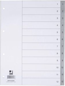 Q-Connect Q Connect tabbladen set 1 12 met indexblad ft A4 grijs