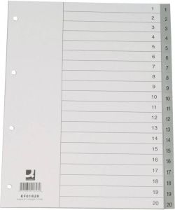 Q-Connect Q Connect tabbladen set 1 20 met indexblad ft A4 grijs
