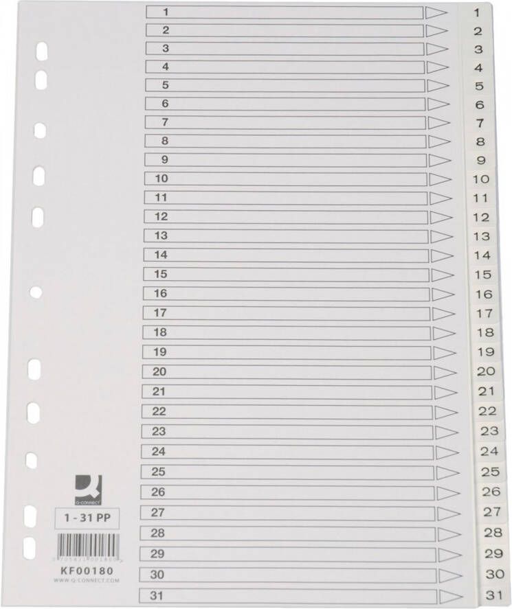 Q-Connect Q Connect tabbladen set 1 31 met indexblad ft A4 wit