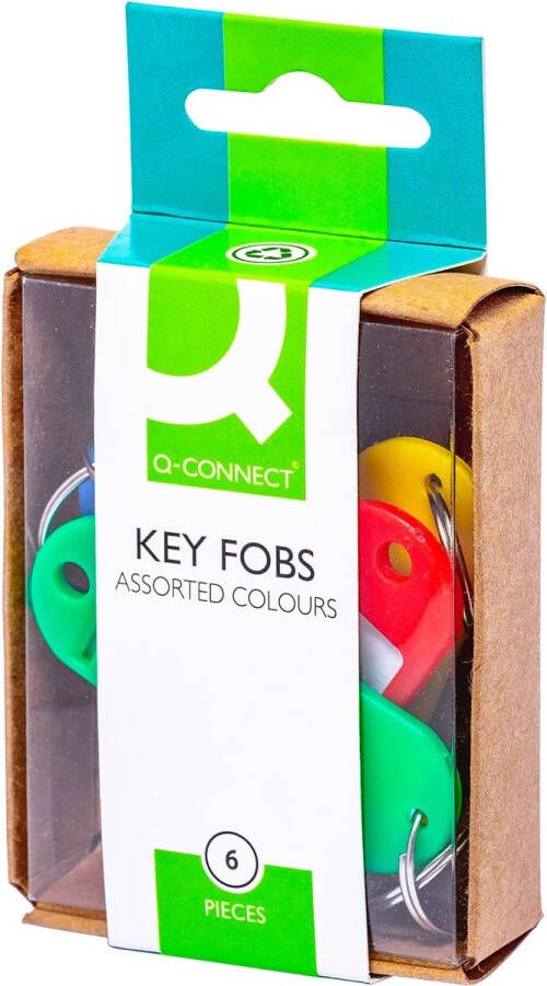 Q-Connect Q Connect sleutelhanger pak van 6 stuks geassorteerde kleuren
