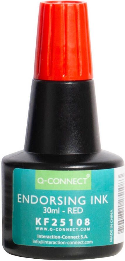 Q-CONNECT stempelinkt flesje van 28 ml rood
