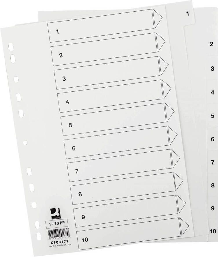 Q-CONNECT tabbladen set 1-10 met indexblad ft A4 wit