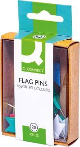 Q-CONNECT vlagspelden geassorteerde kleuren doosje van 20 stuks