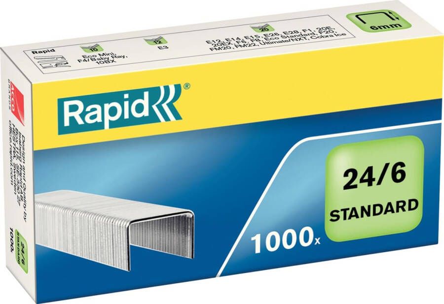 Rapid Nietjes 24 6 gegalvaniseerd doos van 1.000 nietjes