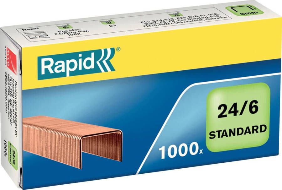 Rapid Nieten 24 6 kopercoating standaard 1000 stuks