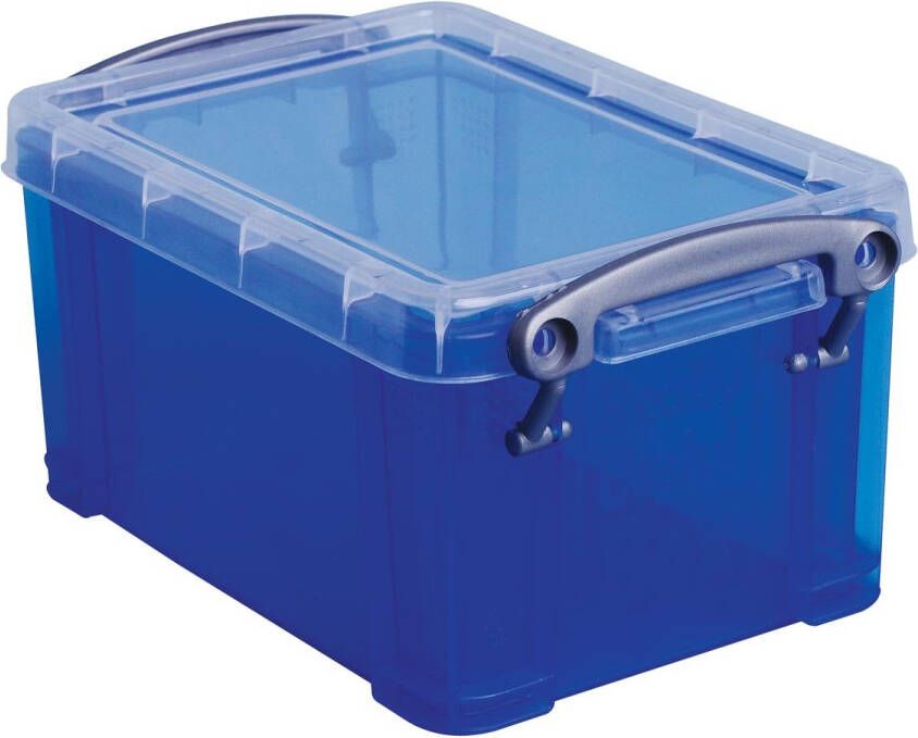 Really Useful Boxes van stevig kunststof | VindiQ Really Useful Box 0 7 liter transparant blauw