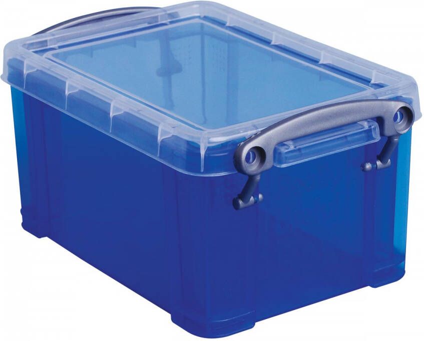 Really Useful Boxes van stevig kunststof | VindiQ Really Useful Box 0 7 liter transparant blauw