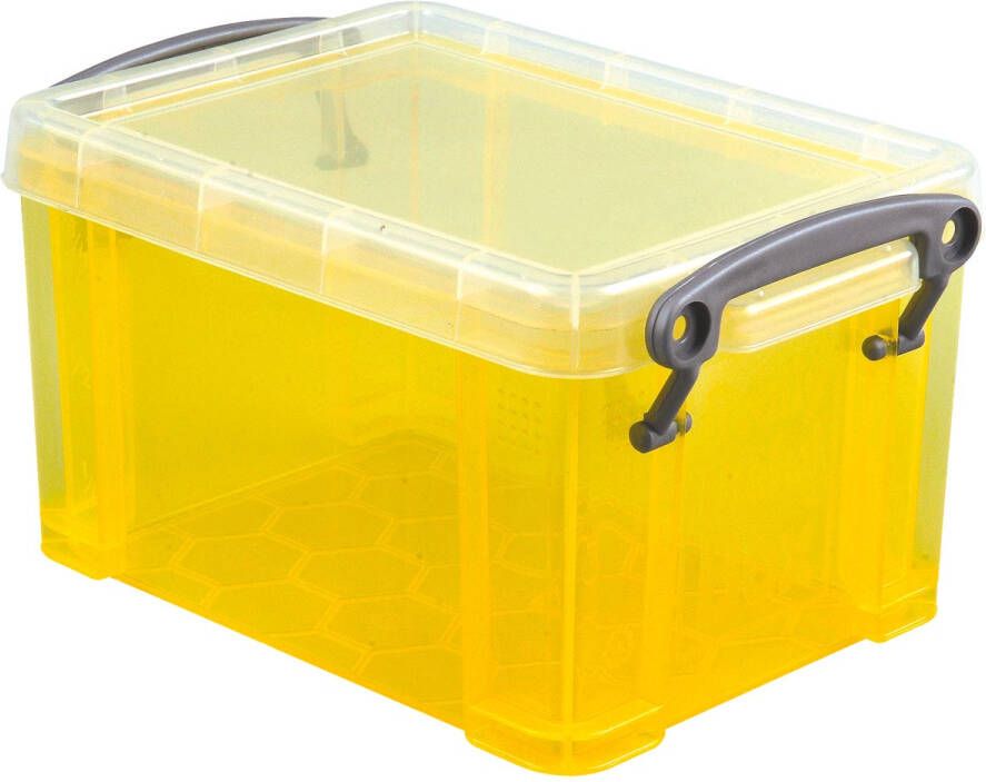 Really Useful Boxes van stevig kunststof | VindiQ Really Useful Box 0 7 liter transparant geel