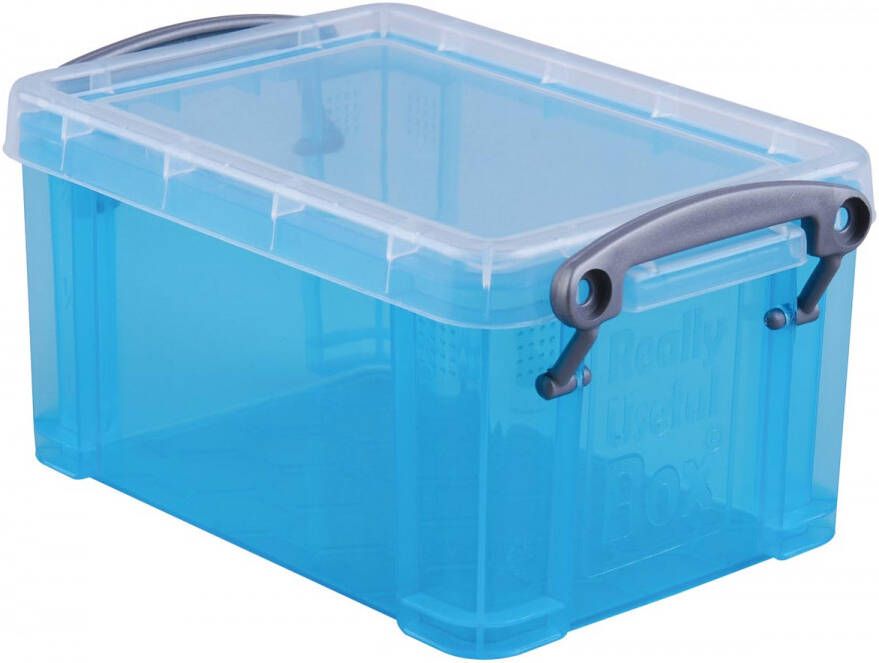 Really Useful Boxes van stevig kunststof | VindiQ Really Useful Box 0 7 liter transparant helblauw