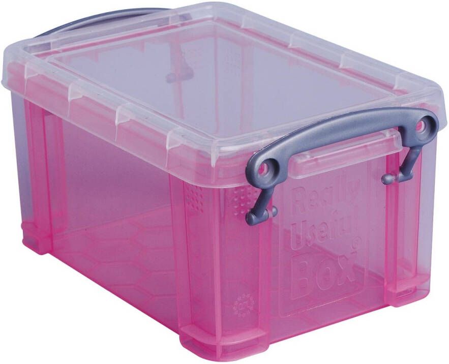 Really Useful Boxes van stevig kunststof | VindiQ Really Useful Box 0 7 liter transparant roze