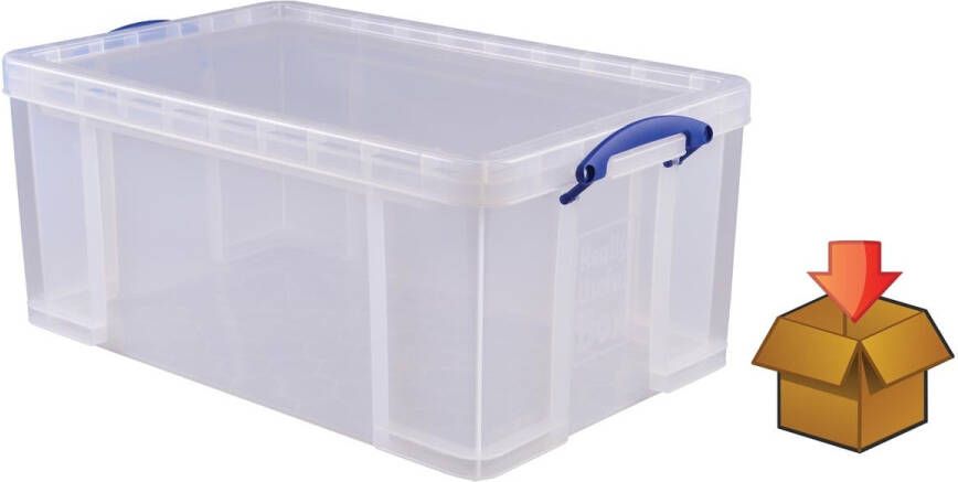 Really Useful Boxes van stevig kunststof | VindiQ Really Useful Box 64 liter transparant per stuk verpakt in karton