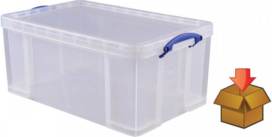 Really Useful Boxes van stevig kunststof | VindiQ Really Useful Box 64 liter transparant per stuk verpakt in karton