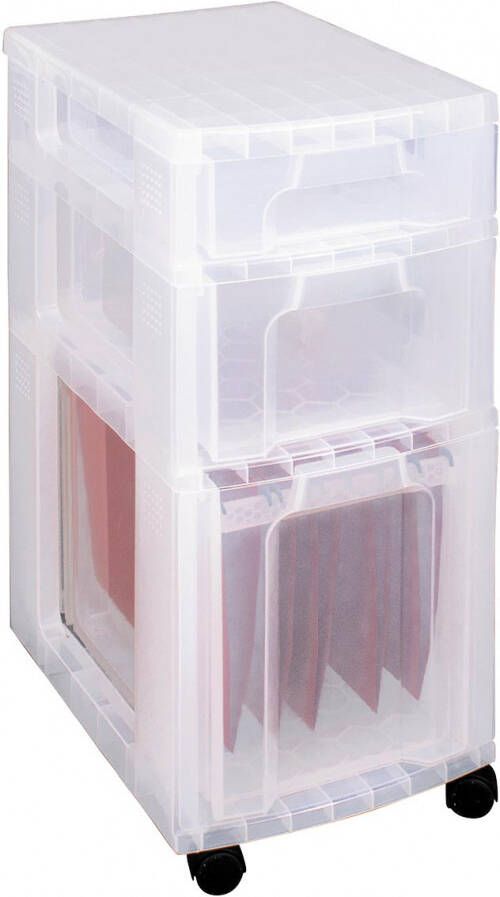 Really Useful Boxes van stevig kunststof | VindiQ Really Useful Box ladenblok 7 + 12 + 25 l transparant