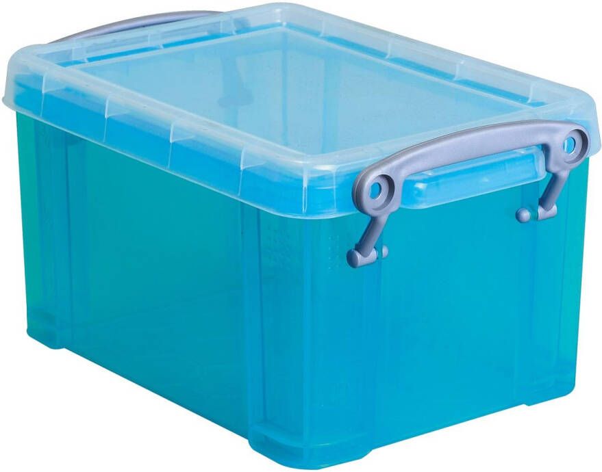 Really Useful Boxes van stevig kunststof | VindiQ Really Useful Box opbergdoos 1 6 liter transparant helblauw